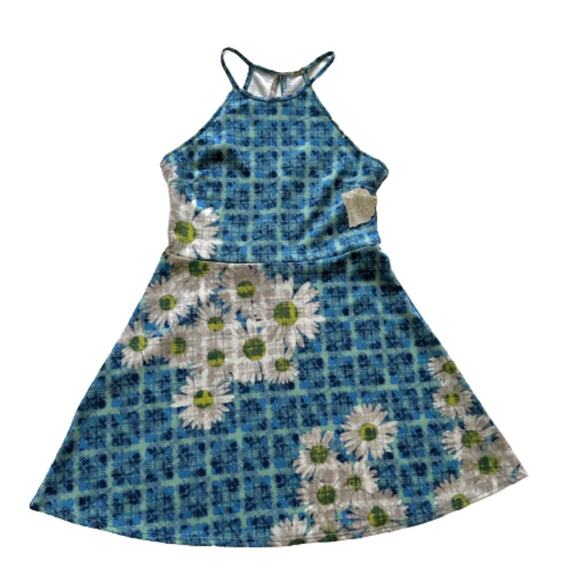 Alterd State Dress Blue White Daisy Halter Neck Sleeveless Mini Dress Medium NEW - Picture 12 of 12